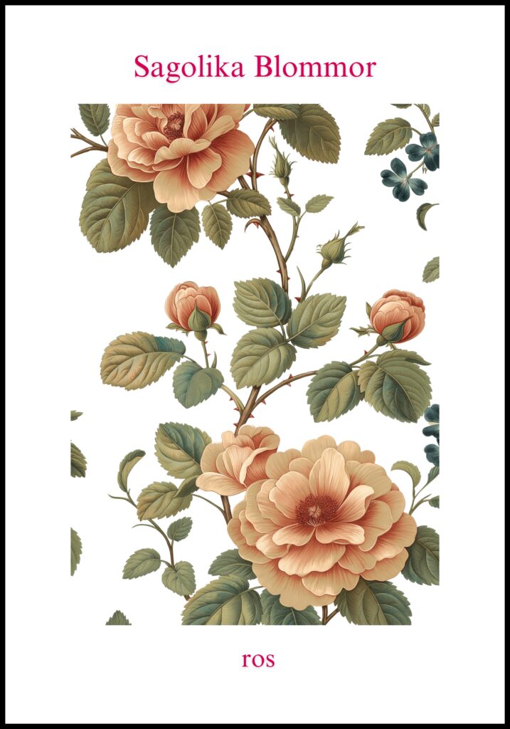 Poster Blommor Rosor Äldre stil