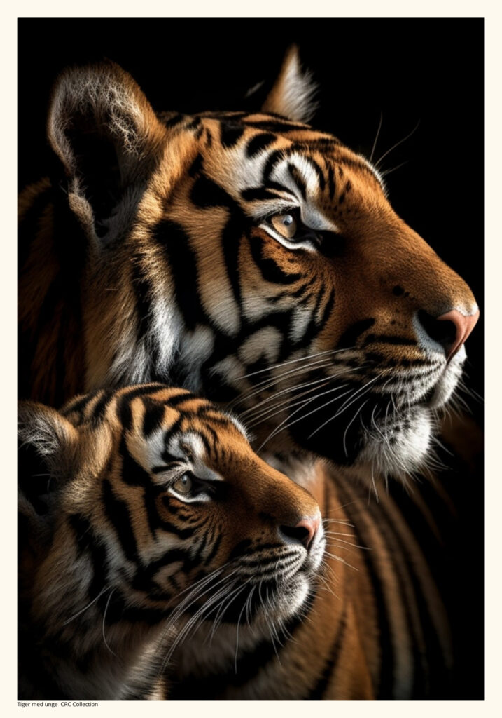 Tigermamma med unge Färgposter