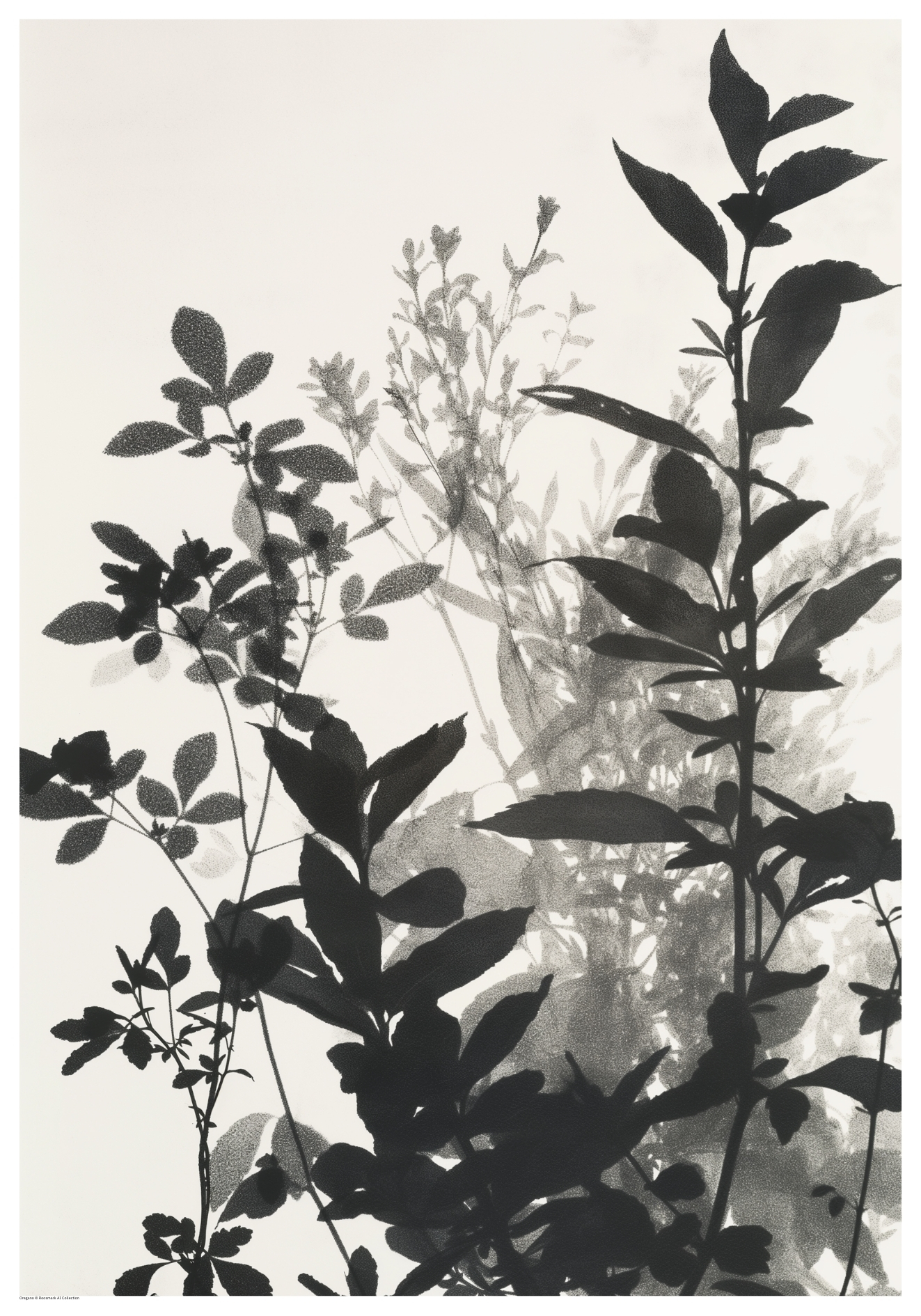 Oregano Svartvit Akvarellmålning Poster