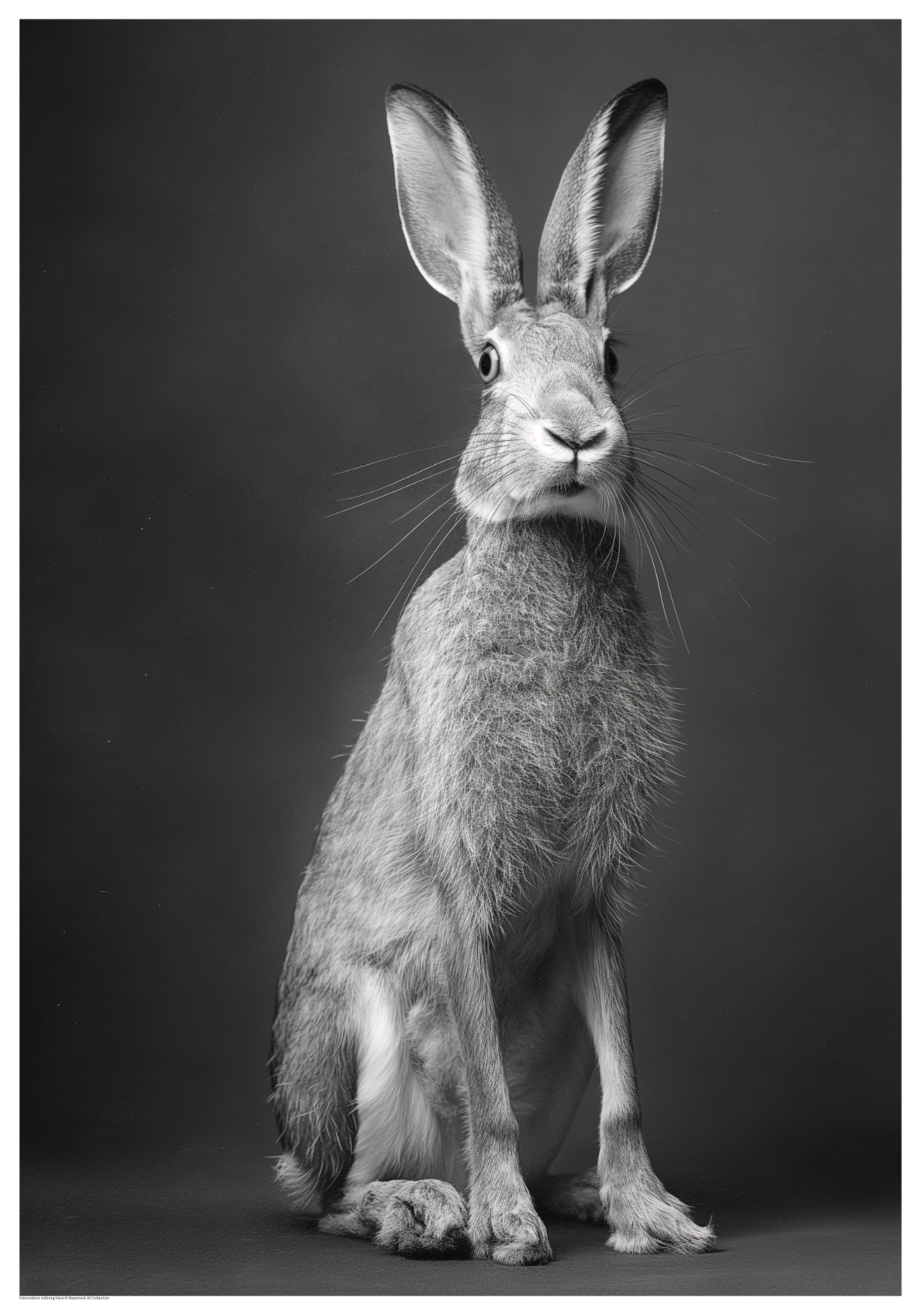 Fotorealism målning Hare © Roosmark AI Collection Fotorealism Hare svartvit Poster