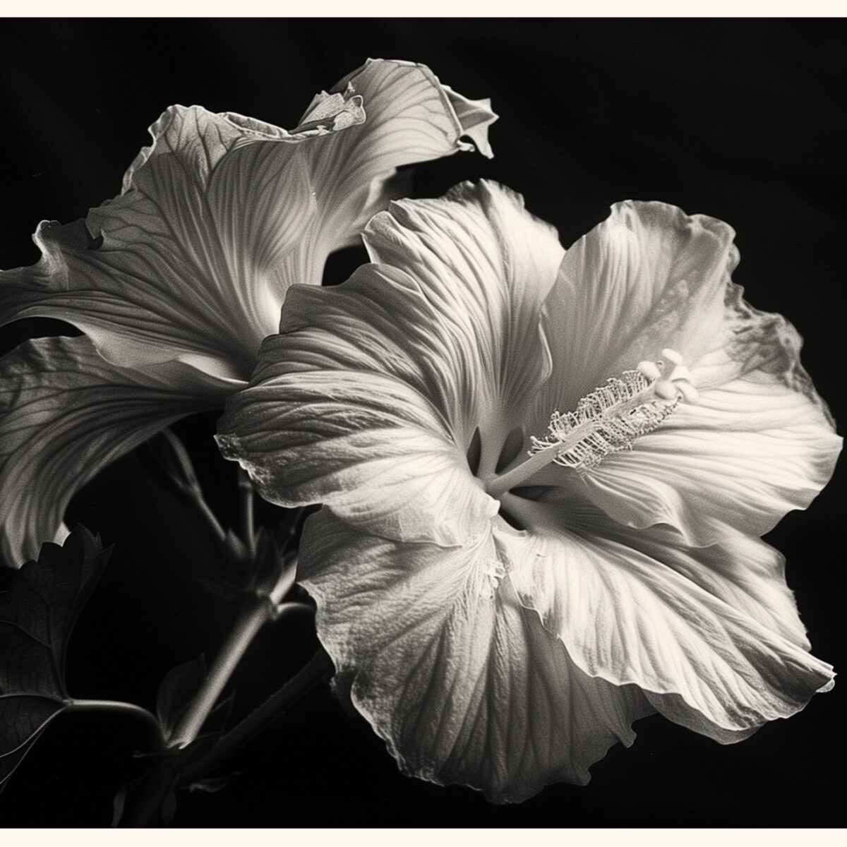 Blommor Hibiscus Svartvit Poster