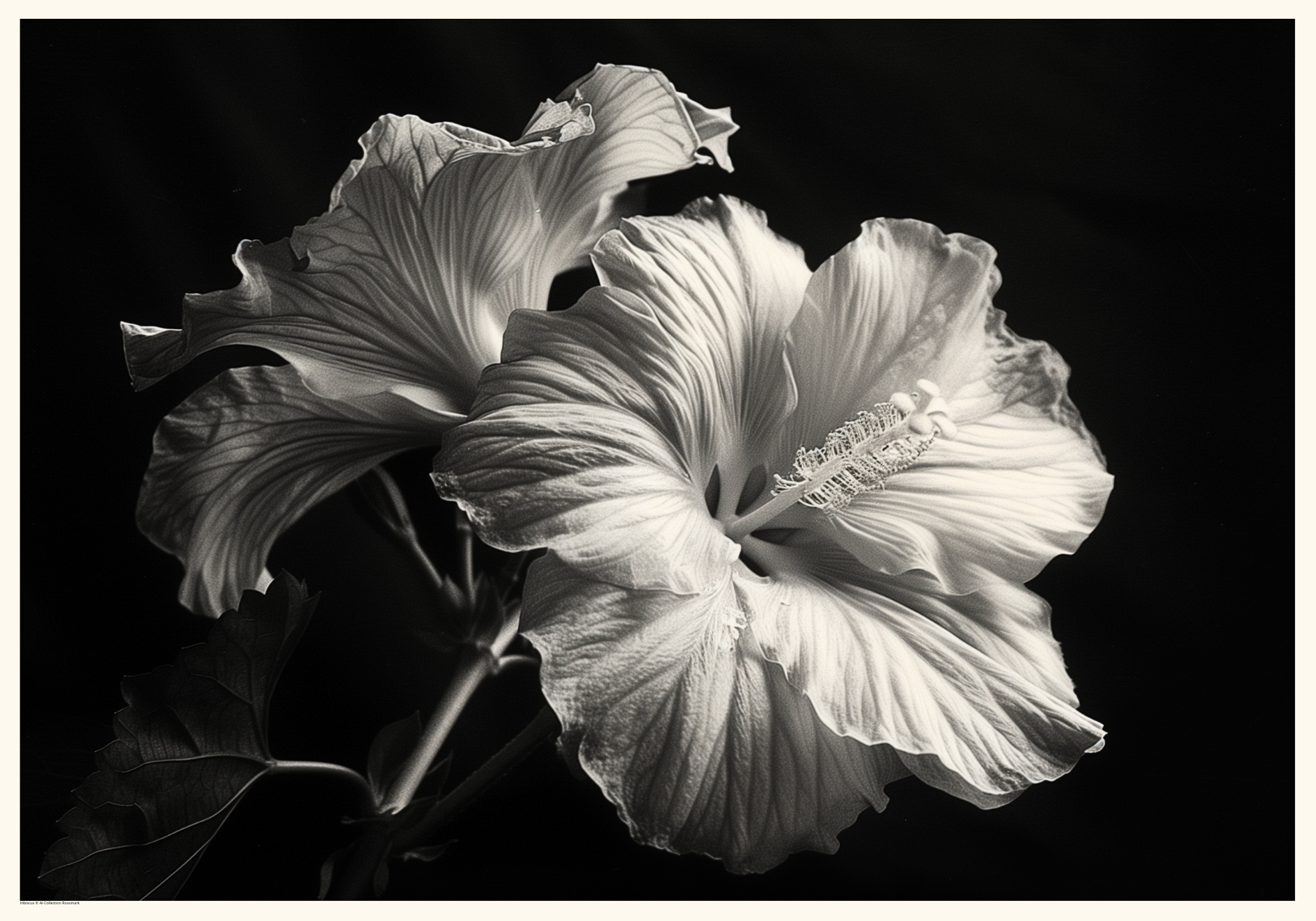 Blommor Hibiscus Svartvit Poster