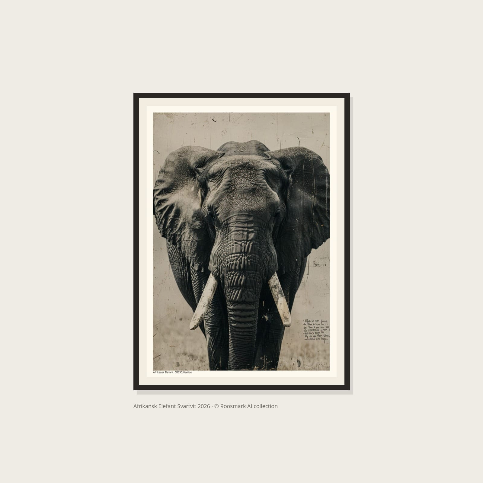 Afrikansk Elefant Svartvit Poster – Alla posters Roosmark av Caroline Roosmark