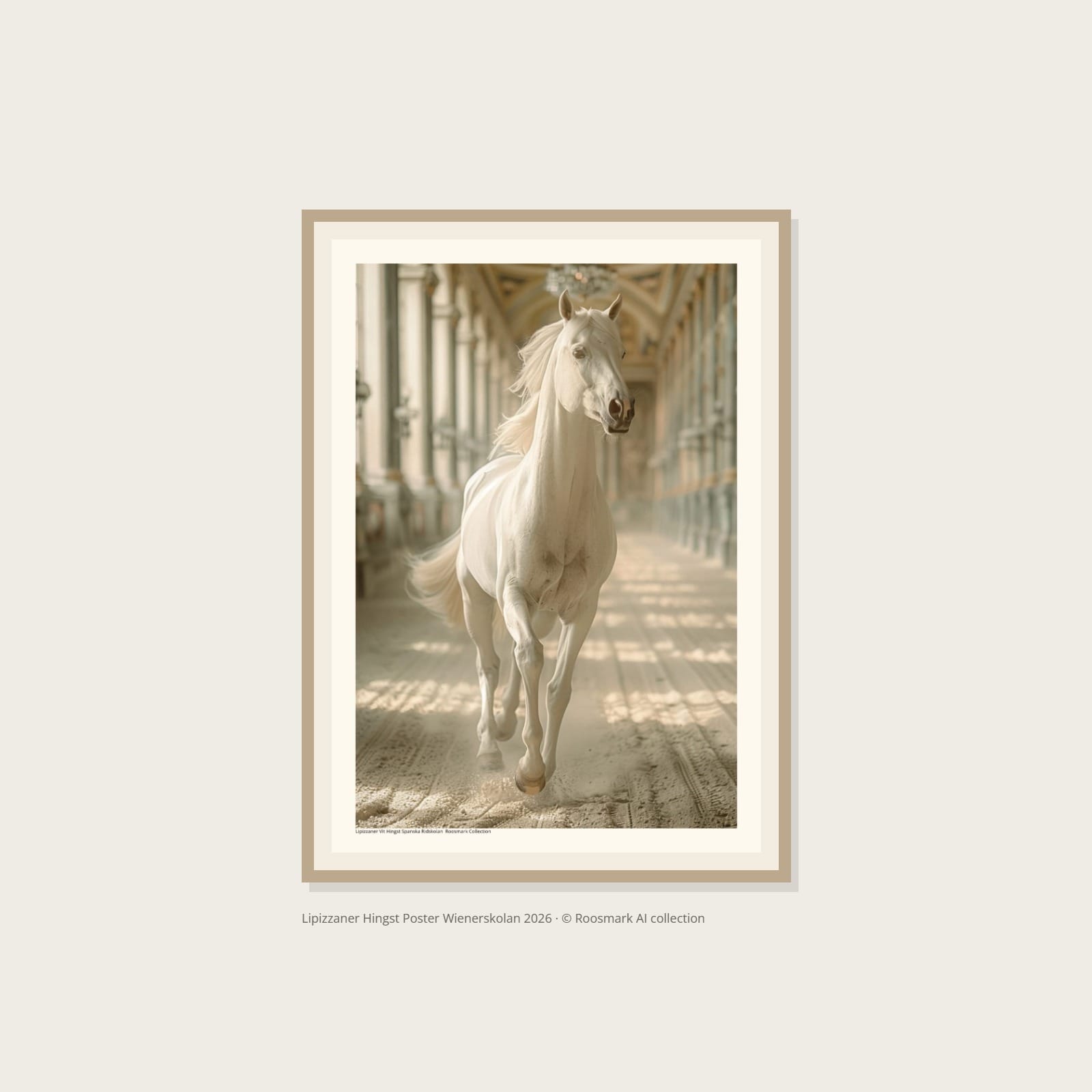 Lipizzaner Vit Hingst Spanska Ridskolan CRC Lipizzaner Hingst Poster Wienerskolan – Alla posters Roosmark av Caroline Roosmark