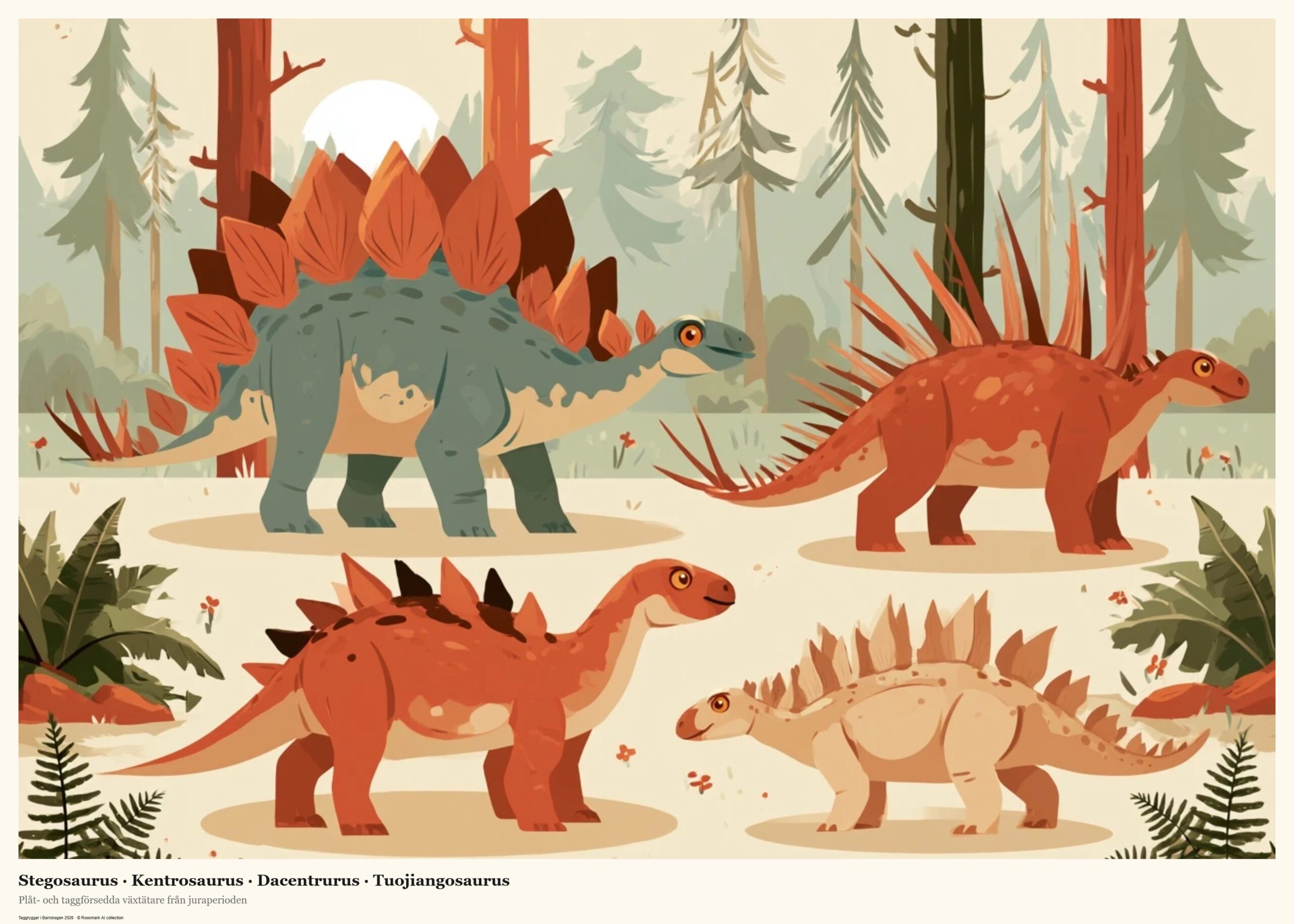 Taggryggar i Barrskogen — Stegosaurus · Kentrosaurus · Dacentrurus · Tuojiangosaurus
