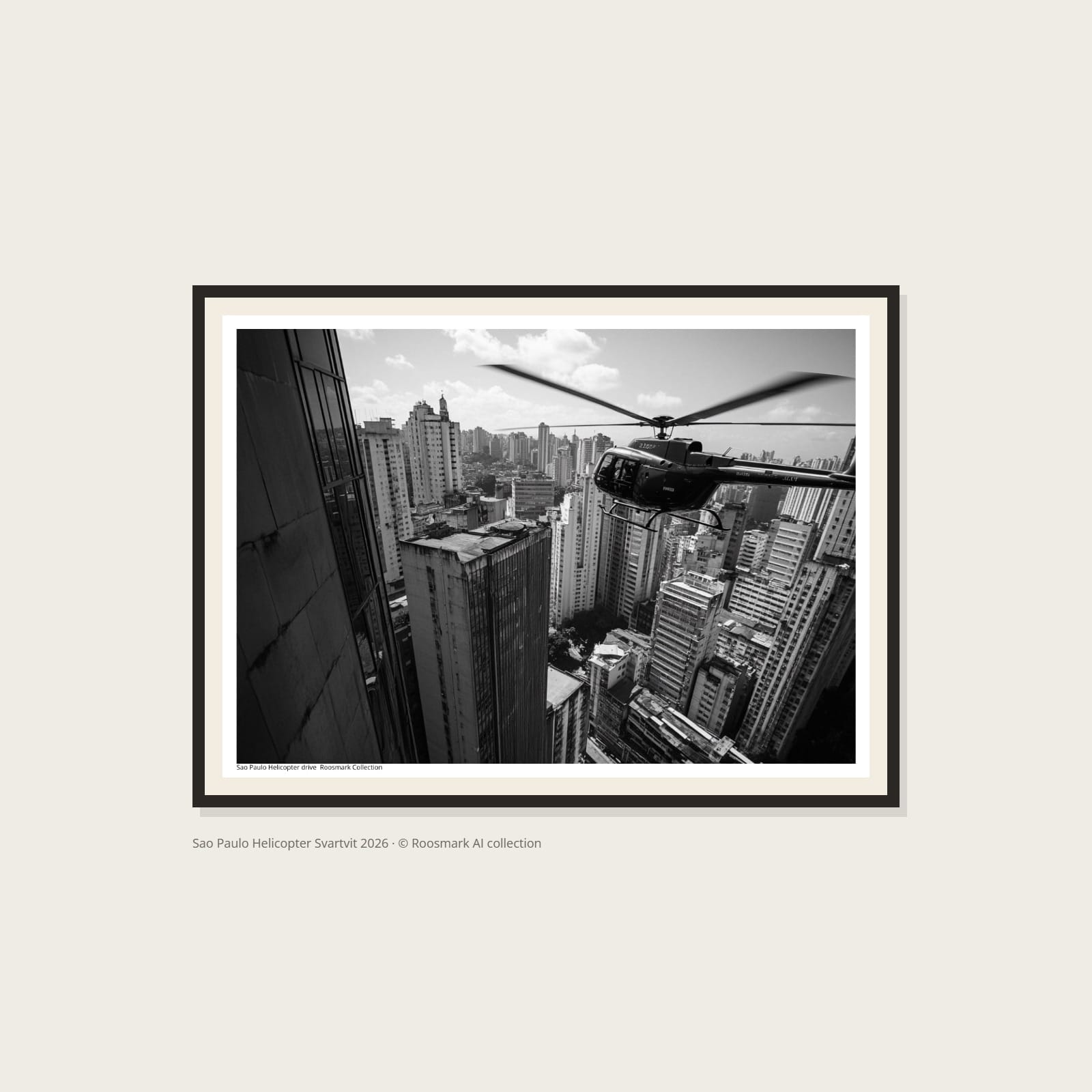 Sao Paulo Helicopter Svartvit Poster