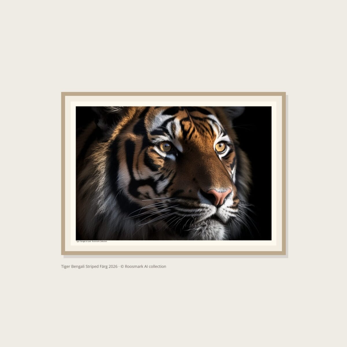 Tiger Bengali Striped Färg – poster i ram på vägg Tiger Bengali Striped Färgposter – Alla posters Roosmark av Caroline Roosmark