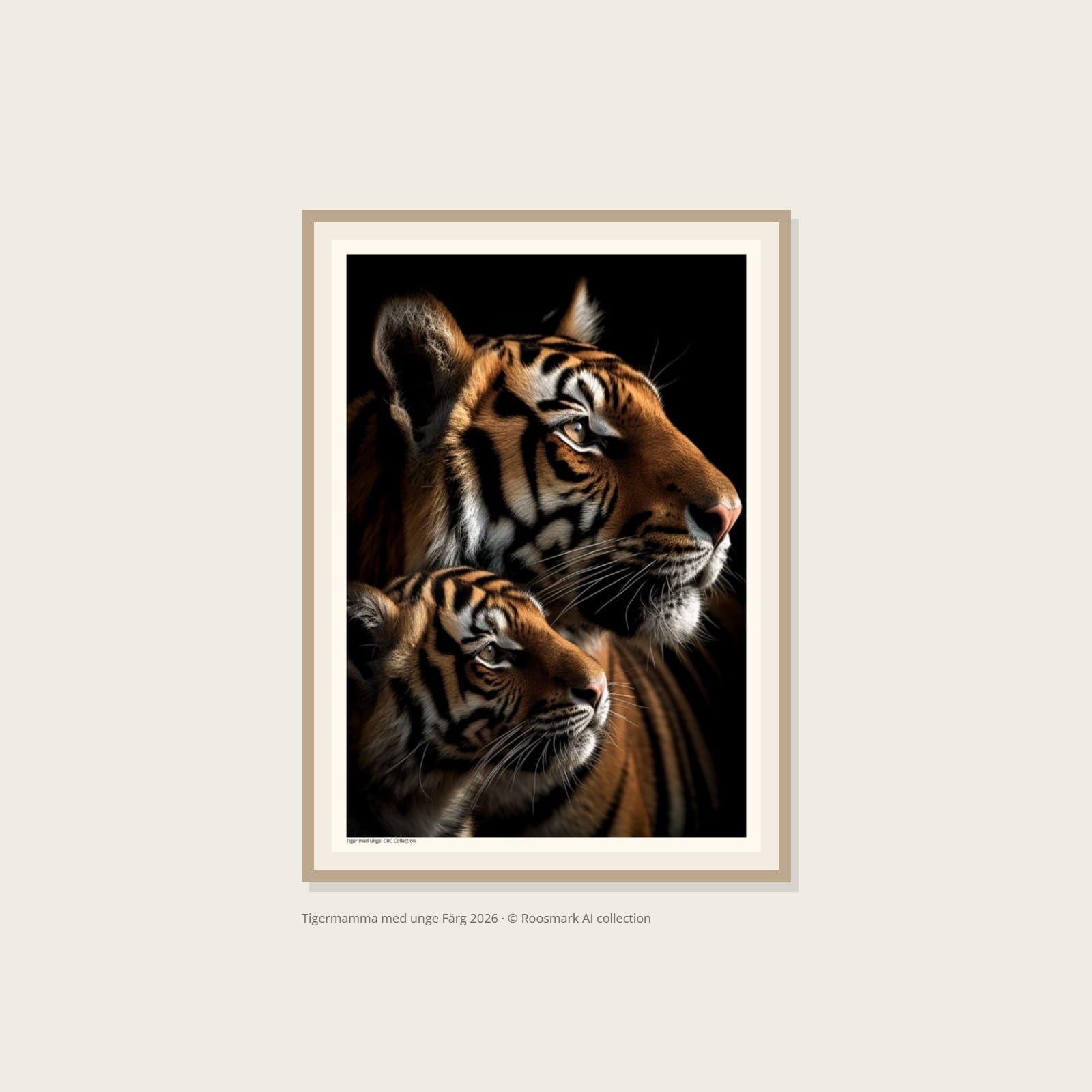 Tigermamma med unge Färgposter – Alla posters Roosmark av Caroline Roosmark