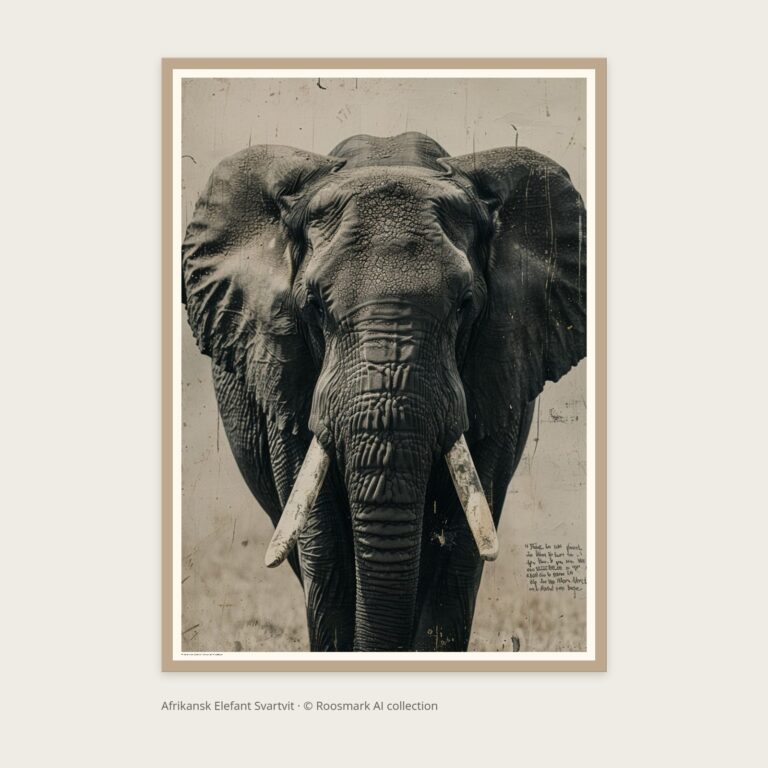 Afrikansk Elefant Svartvit – AI-poster ur Vägg Bläck
