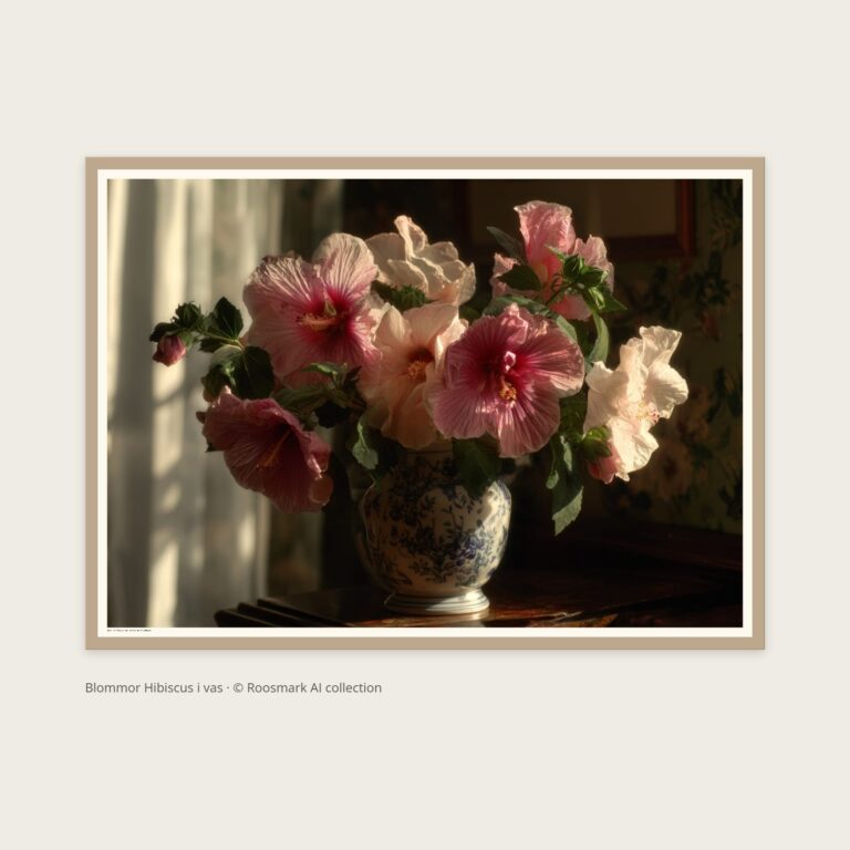 Blommor Hibiscus i vas – AI-poster