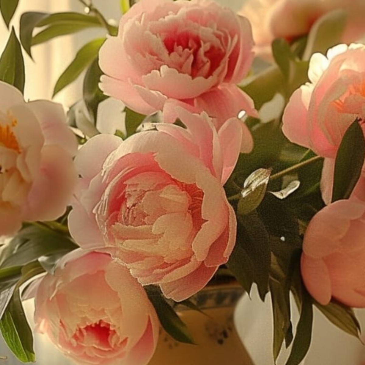 Blommor Pioner i vas detaljbild