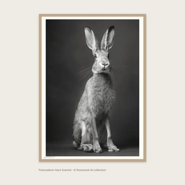 Fotorealism Hare Svartvit – AI-poster ur Vägg Sagoskog