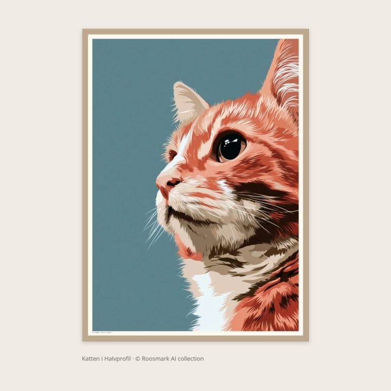 Katten i Halvprofil – AI-poster ur Vägg Nattfjäril