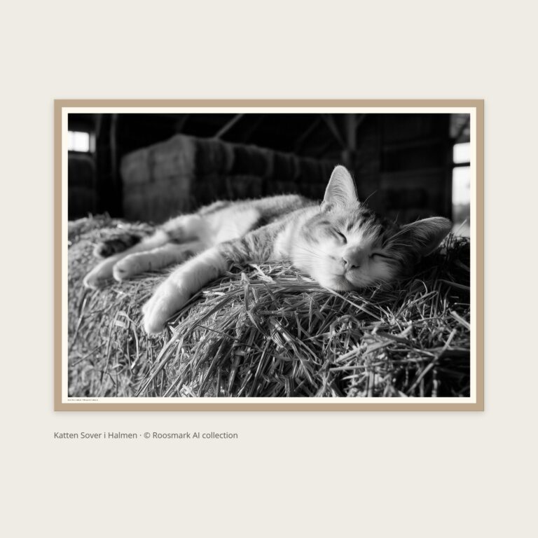 Katten Sover i Halmen – AI-poster ur Vägg Bondgård
