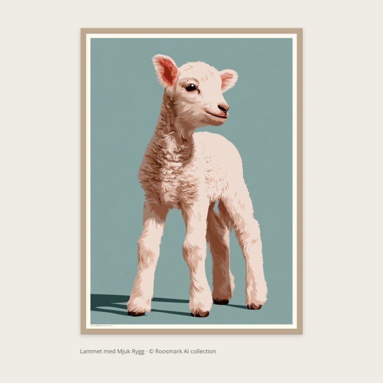 Lammet med Mjuk Rygg – AI-poster ur Vägg Sagoskog