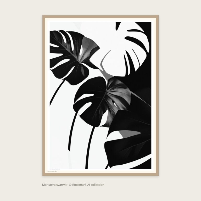 Monstera svartvit – AI-poster ur Vägg Orangeri