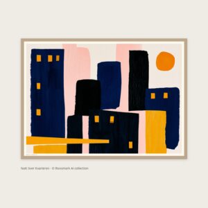 Natt över Kvarteren Poster – AI-posters av Caroline Roosmark