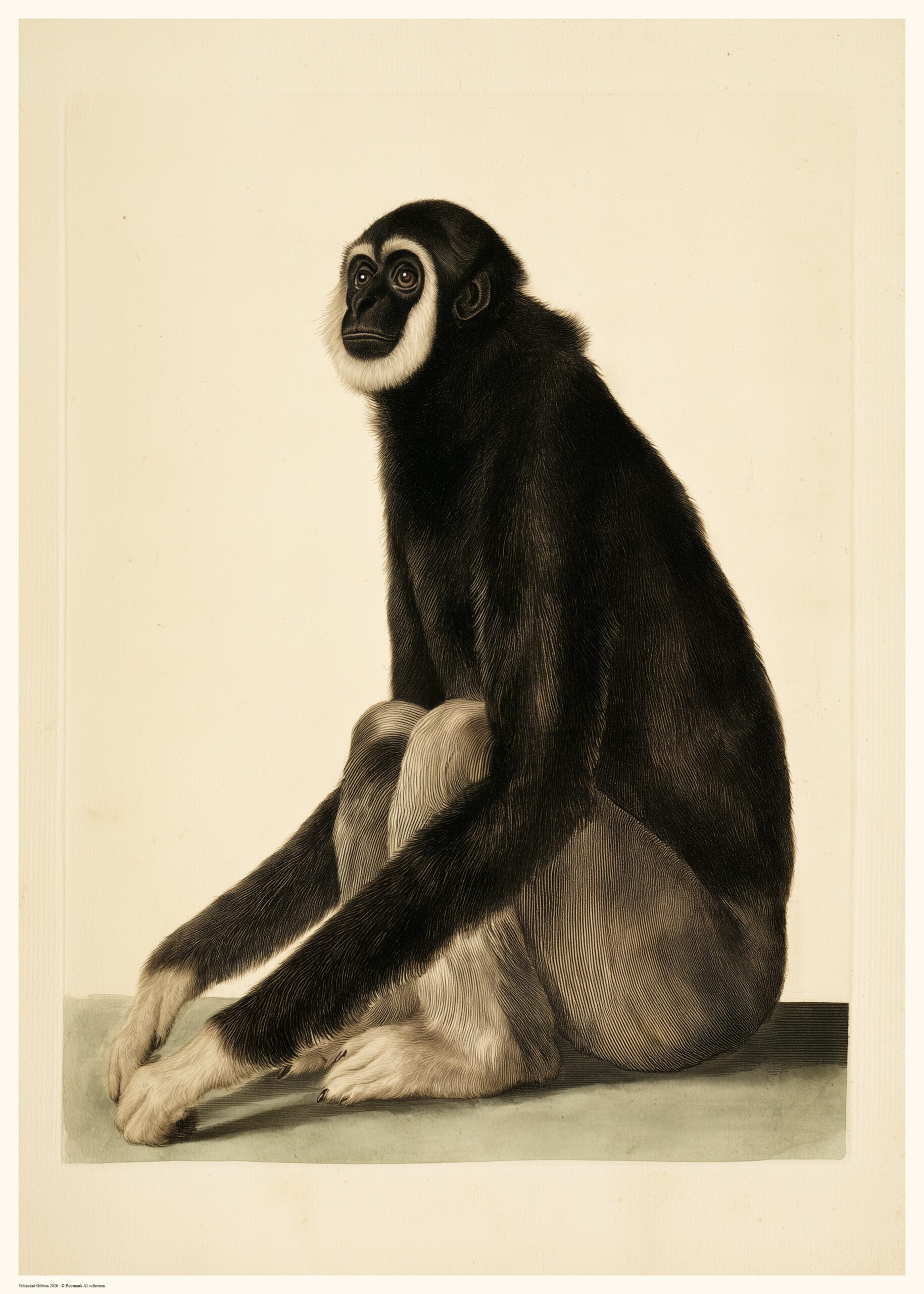 Vithandad Gibbon – AI-poster ur kollektionen Monsun